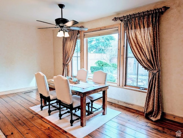 1436 E Bella Vie Ct S, Murray, UT 84121 - dining space featuring plenty of natural light, hardwood / wood-style floors, and ceiling fan