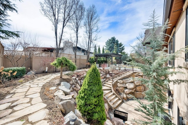 view of yard with a patio and a fenced backyard