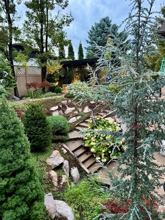 view of yard with fence