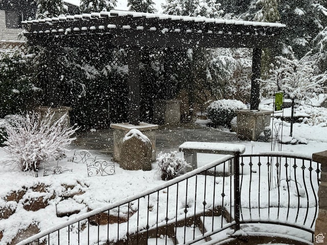 view of yard covered in snow