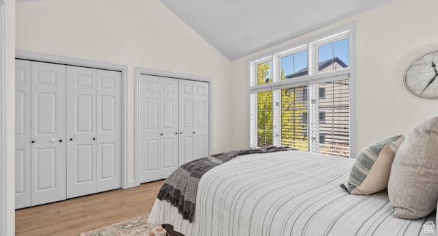 131 W Village Ln, Provo, UT 84604 - bedroom featuring lofted ceiling, light wood finished floors, and two closets
