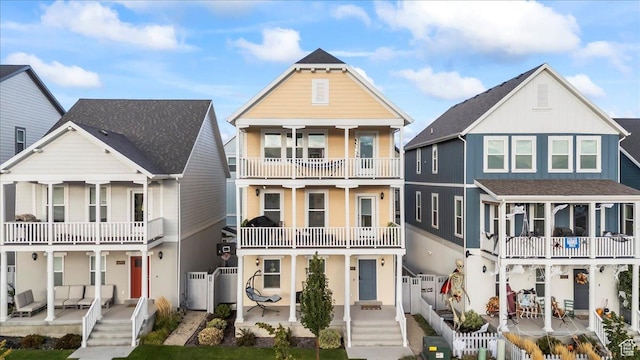 10757 S Lamond Dr, South Jordan, UT 84009 - view of front of home with a patio, a balcony, and an outdoor living space