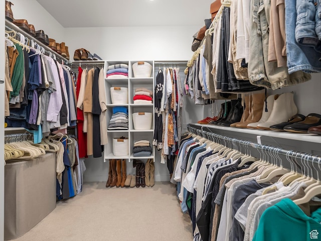 spacious closet with carpet floors