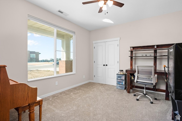 1984 S 4300 W, Ogden, UT 84401 - office space with visible vents, baseboards, a ceiling fan, and carpet flooring