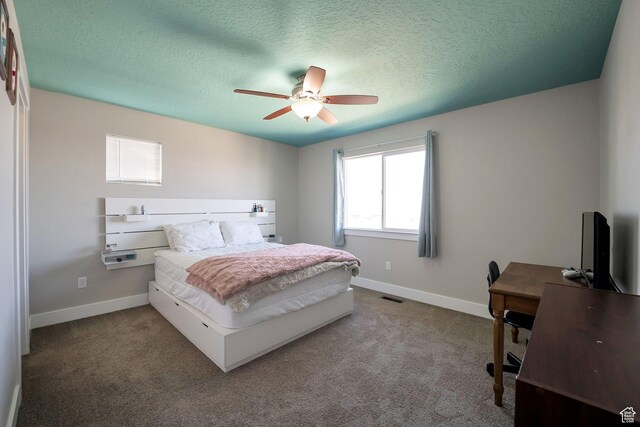 4726 W Plainfield Rd S, Herriman, UT 84096 - carpeted bedroom featuring visible vents, a textured ceiling, and baseboards