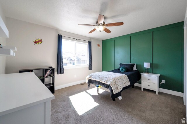 4726 W Plainfield Rd S, Herriman, UT 84096 - bedroom with visible vents, a textured ceiling, baseboards, and carpet floors