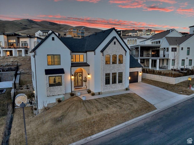 4875 N Vialetto Way, Lehi, UT 84043 - view of front facade with a residential view, stucco siding, concrete driveway, and a garage