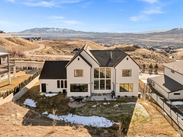 4875 N Vialetto Way, Lehi, UT 84043 - rear view of property with a mountain view, stucco siding, and fence