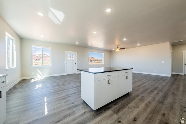 4377 E Colt Cir, Kanab, UT 84741 - kitchen with white cabinetry, wood finished floors, open floor plan, and a center island