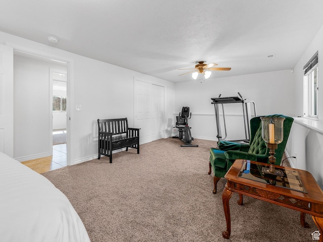 3265 N 1050 W, Pleasant View, UT 84414 - interior space with baseboards, light carpet, and a ceiling fan