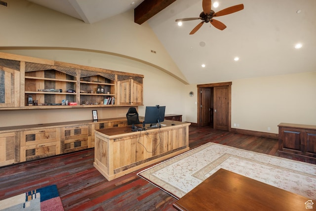 8376 E Aspen Rdg Unit 44, Heber City, UT 84032 - office area featuring ceiling fan, dark wood-style flooring, and recessed lighting