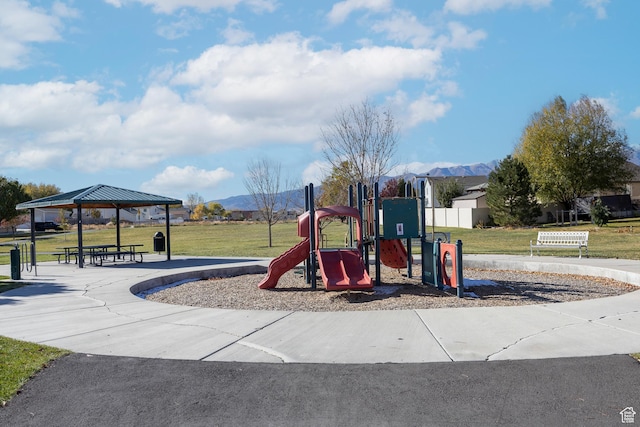 1997 E Abbey Way S, Eagle Mountain, UT 84005 - communal playground with a gazebo, a lawn, and a mountain view