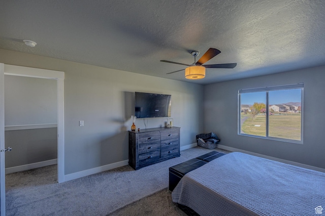 1997 E Abbey Way S, Eagle Mountain, UT 84005 - carpeted bedroom with a textured ceiling, a ceiling fan, and baseboards