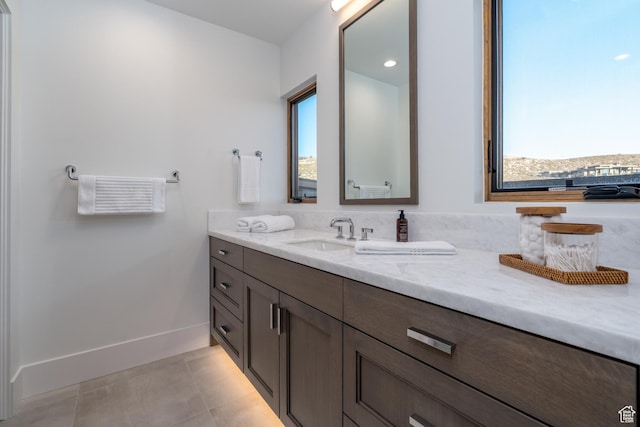 5790 Cobalt Cir, Park City, UT 84098 - bathroom featuring vanity, plenty of natural light, baseboards, and tile patterned flooring