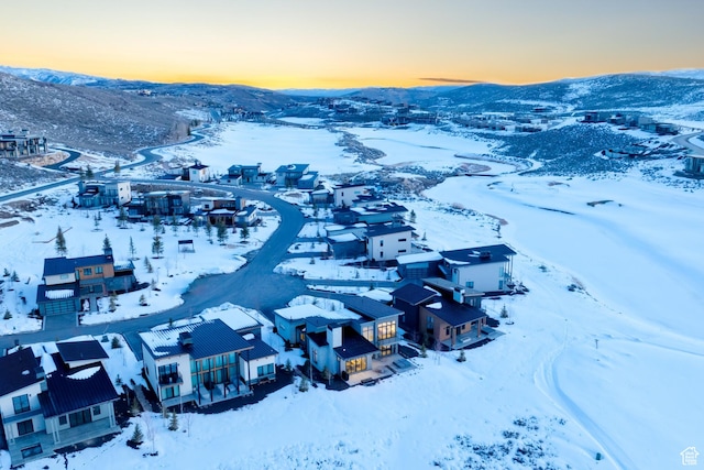 5790 Cobalt Cir, Park City, UT 84098 - snowy aerial view with a mountain view and a residential view
