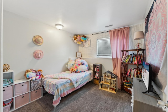 bedroom featuring visible vents and carpet