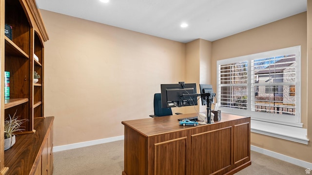69 W Grove Creek Cir N, Farmington, UT 84025 - office with light carpet, baseboards, and recessed lighting