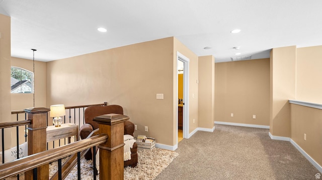 69 W Grove Creek Cir N, Farmington, UT 84025 - corridor featuring carpet flooring, an upstairs landing, baseboards, and recessed lighting