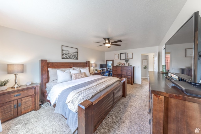 2350 N 720 W, Layton, UT 84041 - bedroom with light colored carpet, ceiling fan, and a textured ceiling