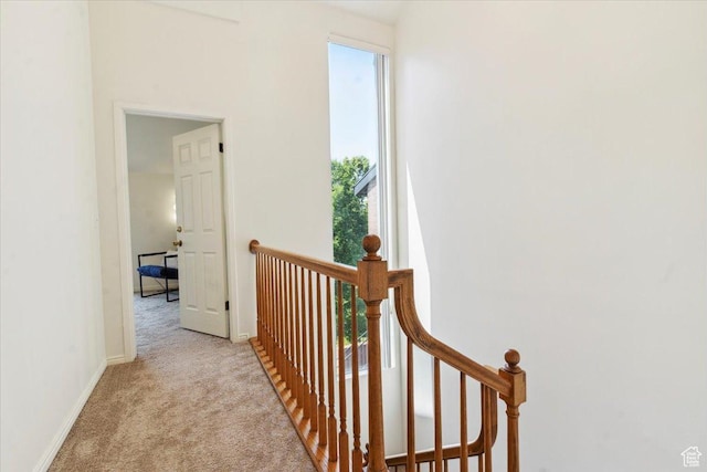 1231 E Brickyard Rd Unit 505, Millcreek, UT 84106 - corridor featuring light colored carpet, healthy amount of natural light, and an upstairs landing
