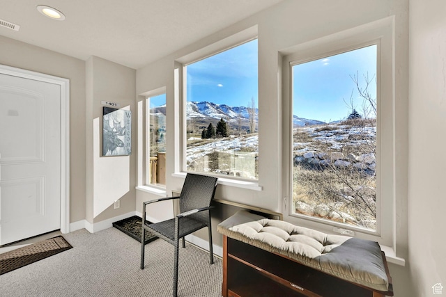 3518 N Moose Hollow Dr Unit 1402, Eden, UT 84310 - sitting room with a mountain view, baseboards, plenty of natural light, and carpet floors