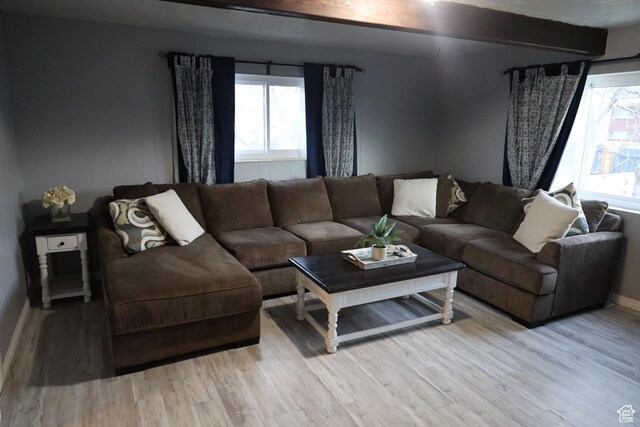 33 W 400 N, Orem, UT 84057 - living room featuring beam ceiling, light wood-type flooring, and a wealth of natural light