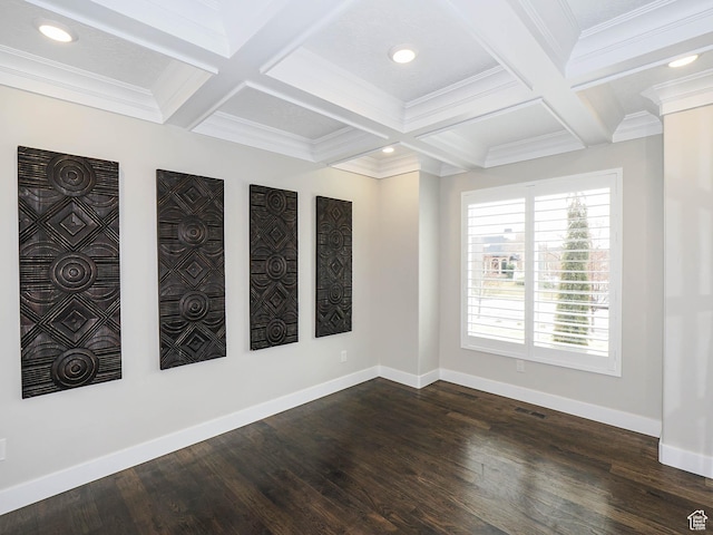 1146 W Jordan River Dr, South Jordan, UT 84095 - unfurnished room featuring dark wood-style floors, coffered ceiling, and baseboards