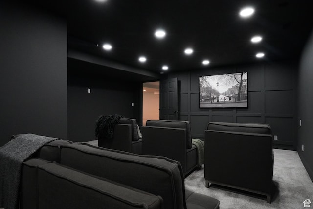 865 W 1800 N, Mapleton, UT 84664 - home theater with recessed lighting, light colored carpet, and a decorative wall