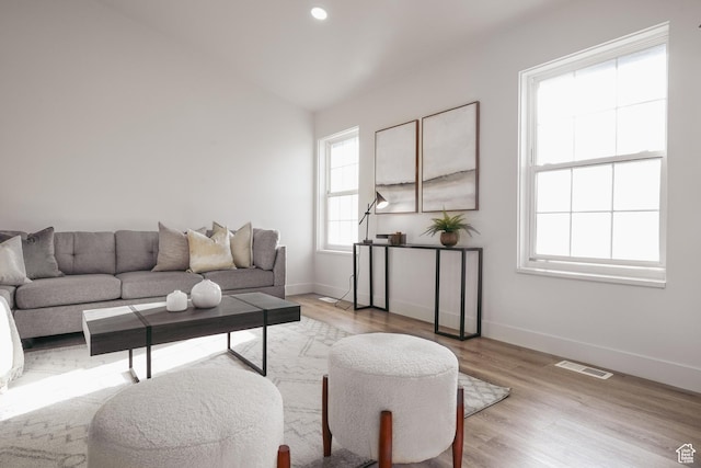 865 W 1800 N, Mapleton, UT 84664 - living area with light wood-type flooring, visible vents, baseboards, and lofted ceiling