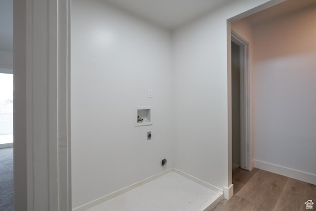 865 W 1800 N, Mapleton, UT 84664 - laundry area with light wood-type flooring, washer hookup, baseboards, hookup for an electric dryer, and laundry area
