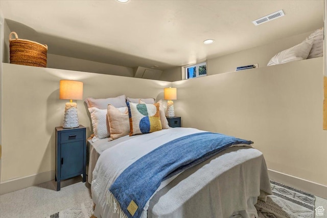 1444 E Sherman Ave, Salt Lake City, UT 84105 - bedroom with recessed lighting, baseboards, light colored carpet, and visible vents