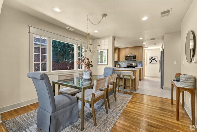 1444 E Sherman Ave, Salt Lake City, UT 84105 - dining area featuring baseboards, visible vents, light wood-style flooring, and recessed lighting
