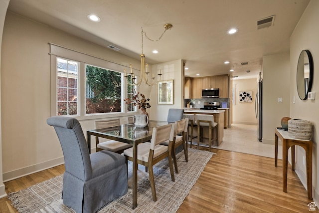 1444 E Sherman Ave, Salt Lake City, UT 84105 - dining room with light wood-type flooring, recessed lighting, and visible vents