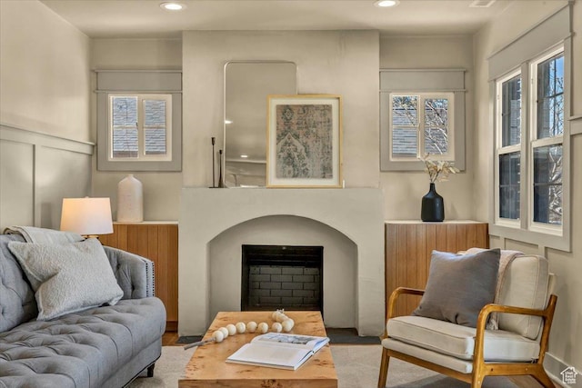 1444 E Sherman Ave, Salt Lake City, UT 84105 - living room with a fireplace and recessed lighting