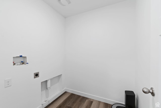 2256 E Emerald Ave Unit 208, Eagle Mountain, UT 84005 - laundry room featuring electric dryer hookup, washer hookup, dark wood finished floors, baseboards, and laundry area