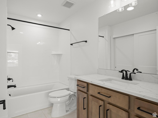 1151 Gambel Oak Way Unit 54, Park City, UT 84098 - bathroom with visible vents, toilet, shower / tub combination, tile patterned floors, and vanity