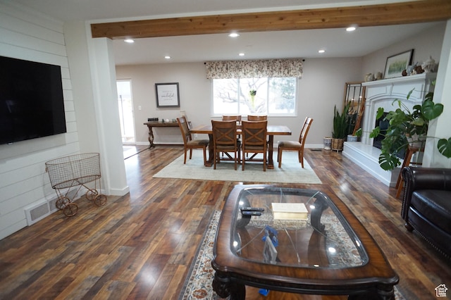 6835 S Larabrook Way, West Jordan, UT 84084 - living area featuring baseboards, recessed lighting, wood finished floors, and visible vents