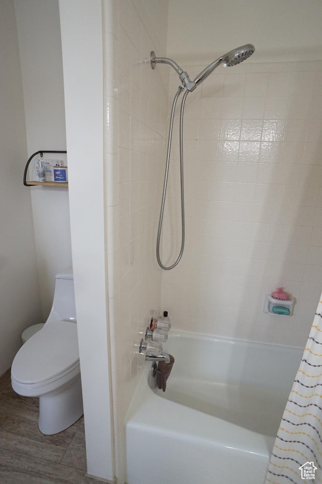 6835 S Larabrook Way, West Jordan, UT 84084 - full bathroom with toilet, wood finished floors, and shower / bath combo