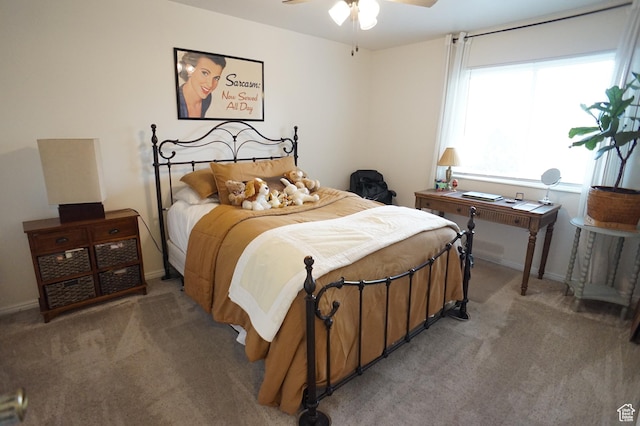 6835 S Larabrook Way, West Jordan, UT 84084 - bedroom with baseboards, ceiling fan, and light colored carpet