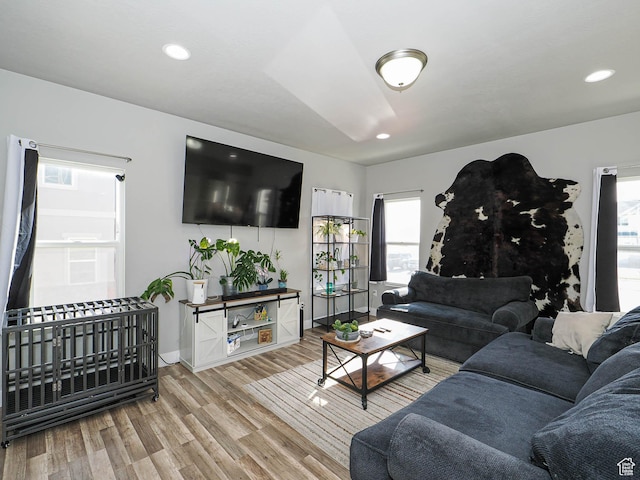 3765 E Cunninghill Dr, Eagle Mountain, UT 84005 - living area with recessed lighting, baseboards, and wood finished floors