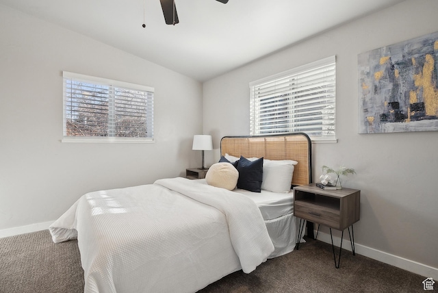 118 N Iowa Ave, Ogden, UT 84404 - bedroom with ceiling fan, baseboards, carpet, and vaulted ceiling