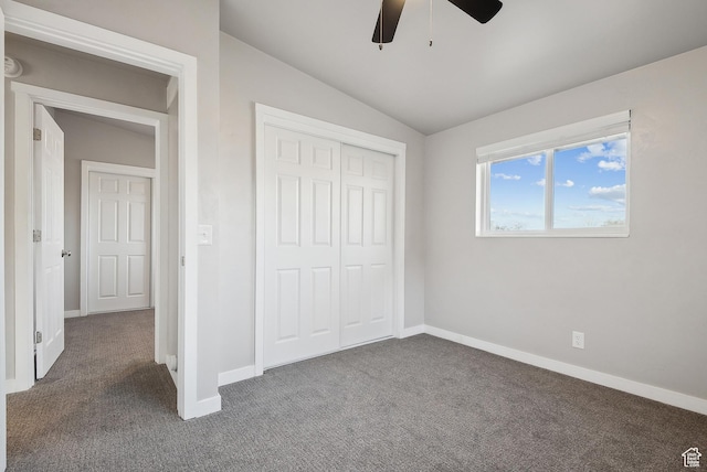 118 N Iowa Ave, Ogden, UT 84404 - unfurnished bedroom featuring lofted ceiling, a closet, baseboards, and carpet floors