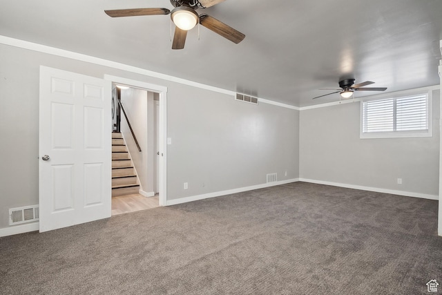 118 N Iowa Ave, Ogden, UT 84404 - spare room with visible vents, carpet flooring, and a ceiling fan