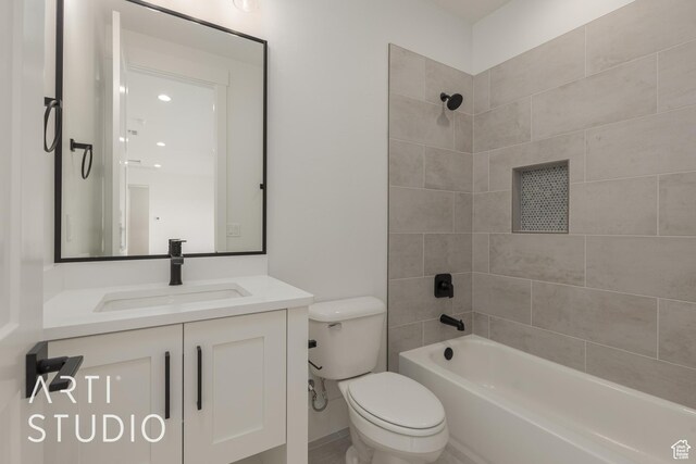 3823 S Kennedy Ln, Washington, UT 84780 - full bath featuring vanity, toilet, and shower / bathtub combination