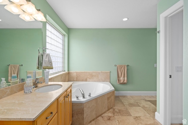 5798 W 11350 N, Highland, UT 84003 - full bath with recessed lighting, vanity, baseboards, and a garden tub