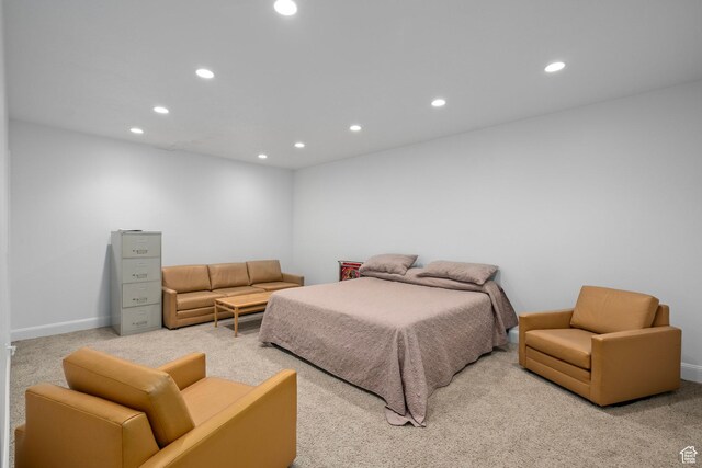 5798 W 11350 N, Highland, UT 84003 - bedroom featuring baseboards, recessed lighting, and light colored carpet