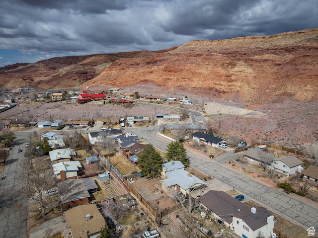 252 Hillside Dr, Moab, UT 84532 - drone / aerial view featuring a mountain view and a residential view
