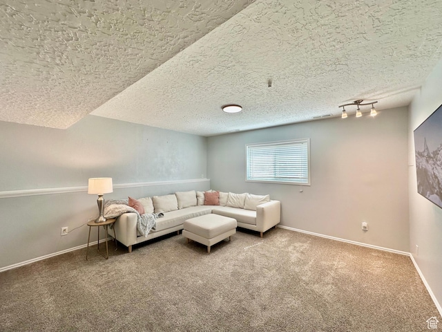 2964 W 5775 S, Roy, UT 84067 - carpeted living room with baseboards, a textured ceiling, and visible vents