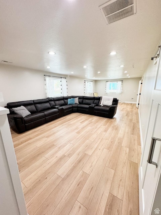 5517 S 6800 W, Hooper, UT 84315 - unfurnished living room with light wood-style flooring, plenty of natural light, visible vents, and a textured ceiling