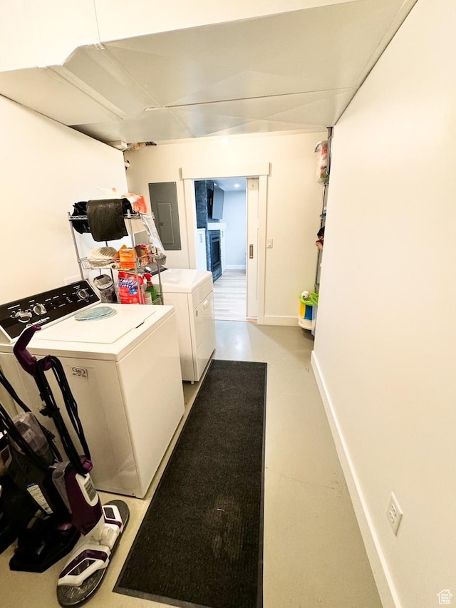 5517 S 6800 W, Hooper, UT 84315 - washroom with electric panel, laundry area, washer and dryer, and baseboards